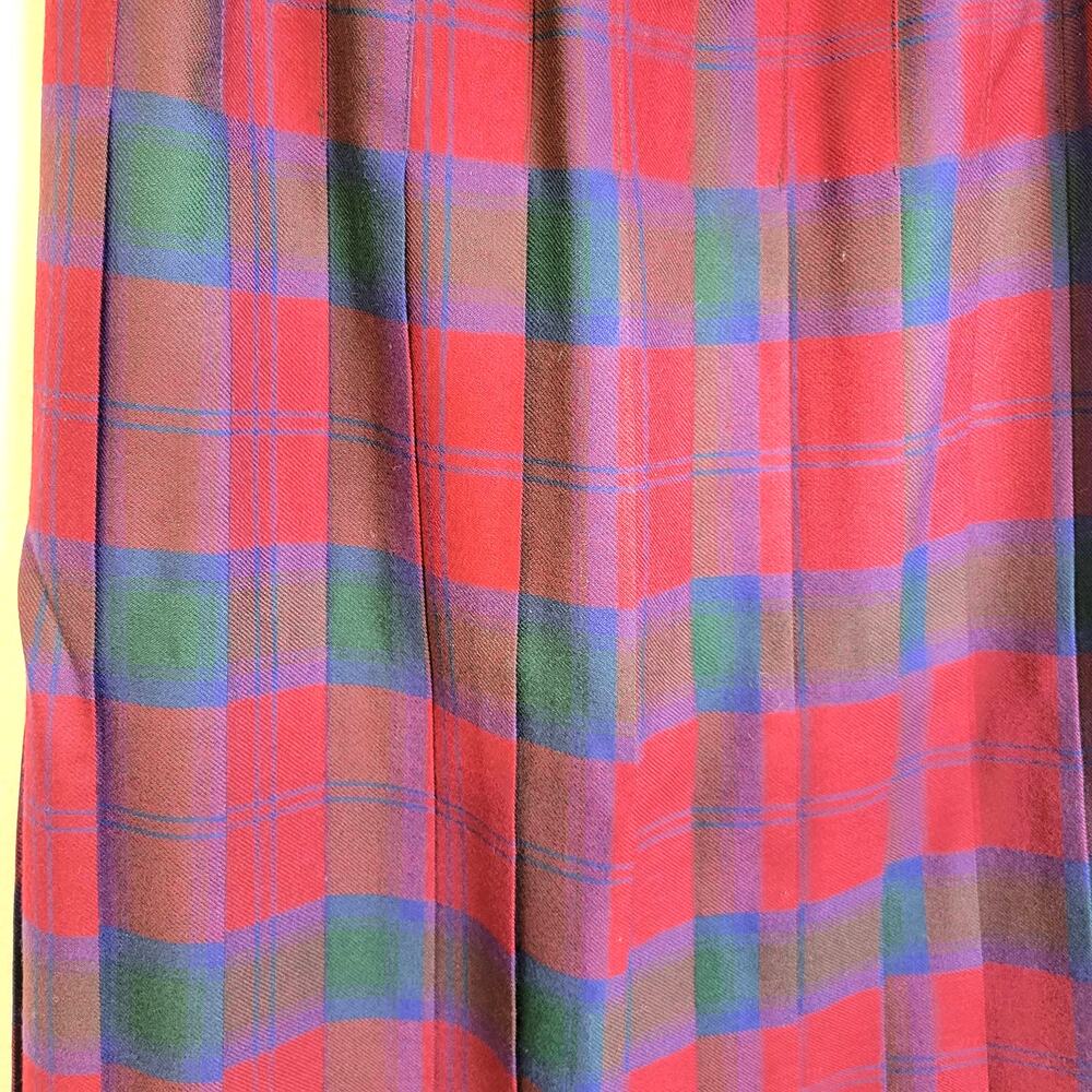 Vintage Preswick & Moore Skirt Womens 4/6 Red Wool Plaid Pleated Academia Preppy - Picture 8 of 8